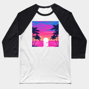 Pink sunset on the beach Baseball T-Shirt